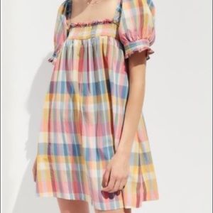 Urban Outfitters Plaid Babydoll Dress with Pockets